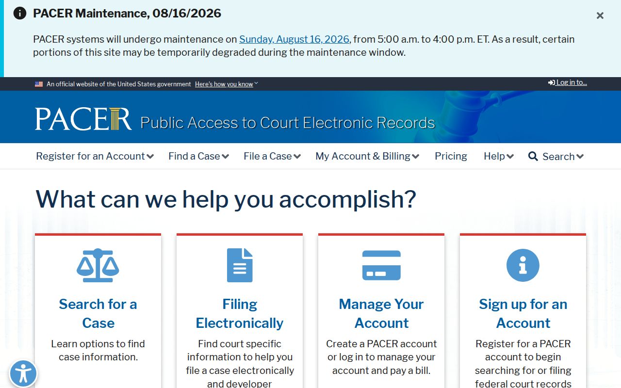 Oklahoma federal court dockets through PACER