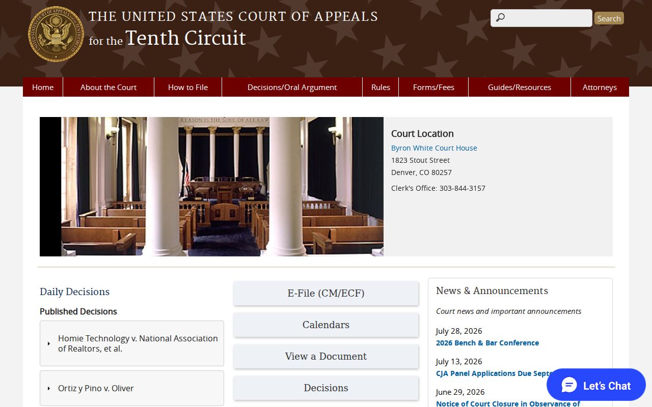 Oklahoma court system Tenth Circuit federal appeals court