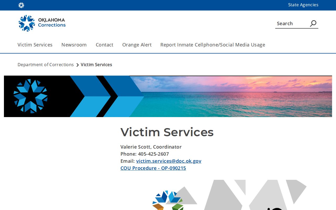 Oklahoma inmate records ODOC Victim Services and intake