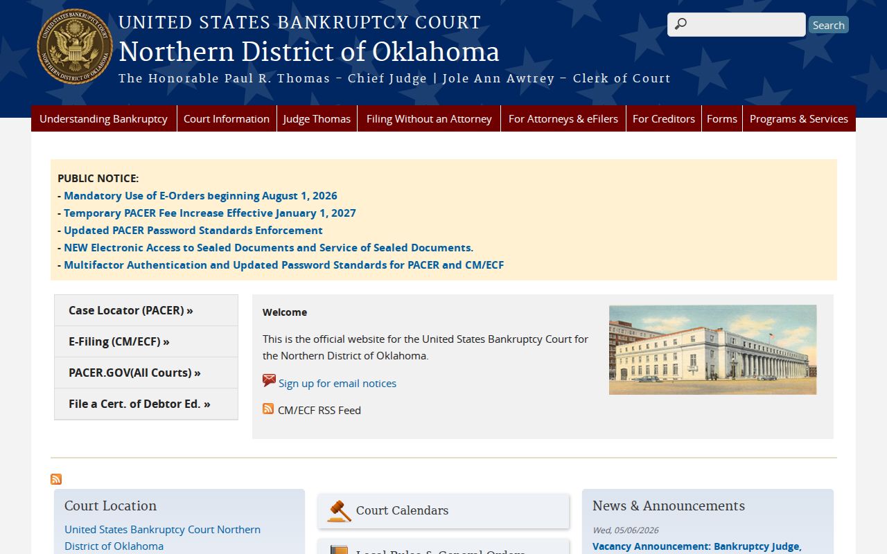 Oklahoma probate records and Northern District bankruptcy court source