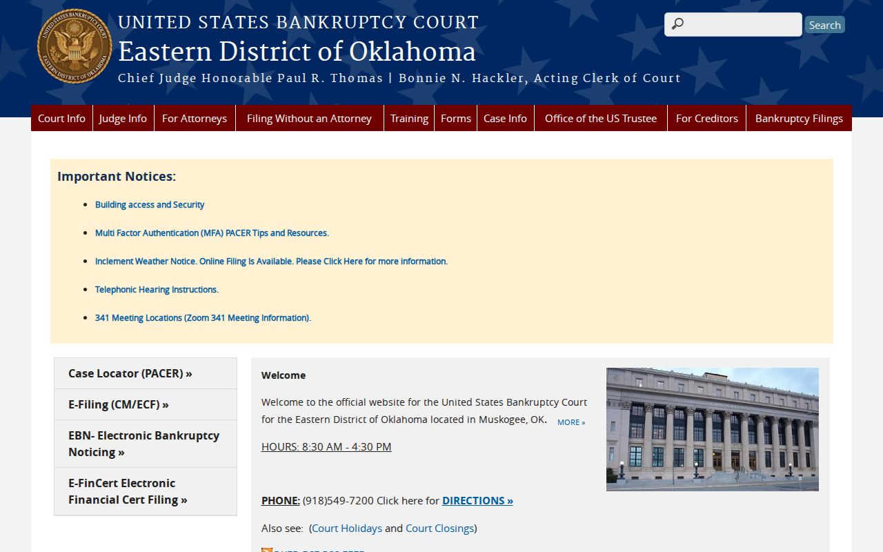 Oklahoma probate records and Eastern District bankruptcy court source